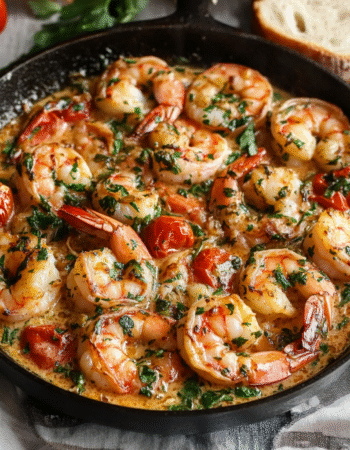 Tuscan Garlic Butter Shrimp Skillet