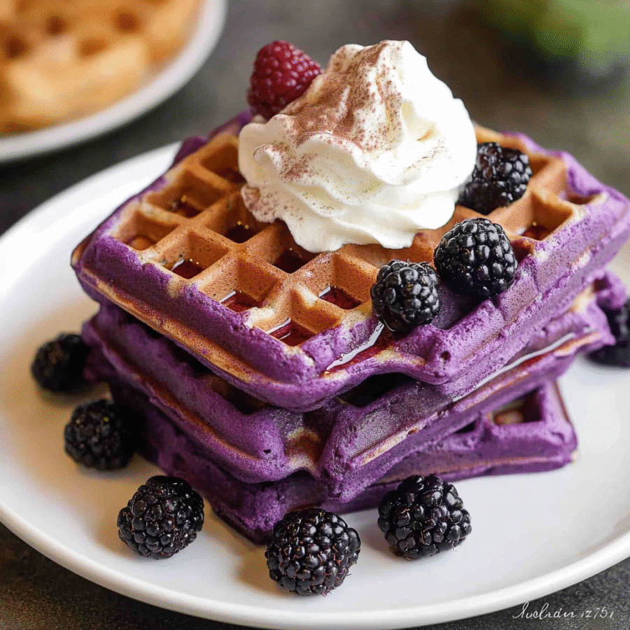 Ultimate Crispy Ube Waffles