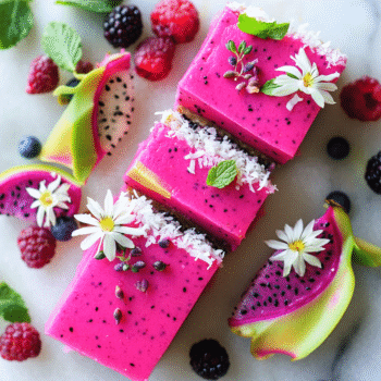 Vegan dragon fruit cheesecake bars
