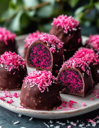 Vibrant Dark Chocolate Dragon Fruit Coconut Treats