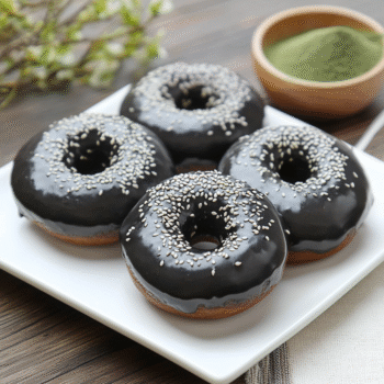 Current image: Black Sesame Mochi Donuts