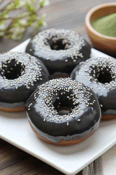 Black Sesame Mochi Donuts