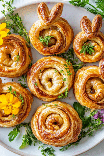 Bunny Shaped Puff Pastry Pinwheels