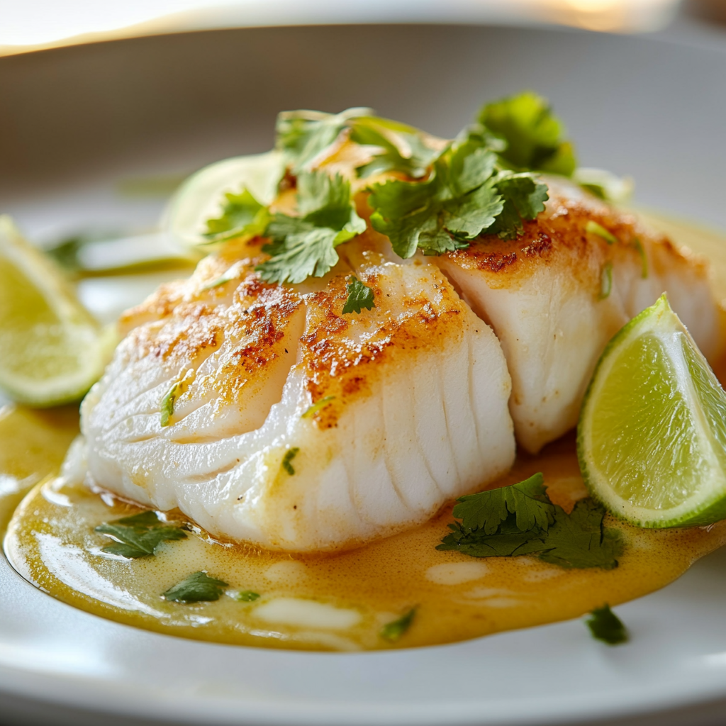 Coconut Poached Cod with Ginger and Lime