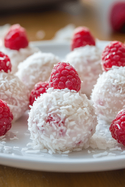 No-Bake Raspberry Coconut Balls