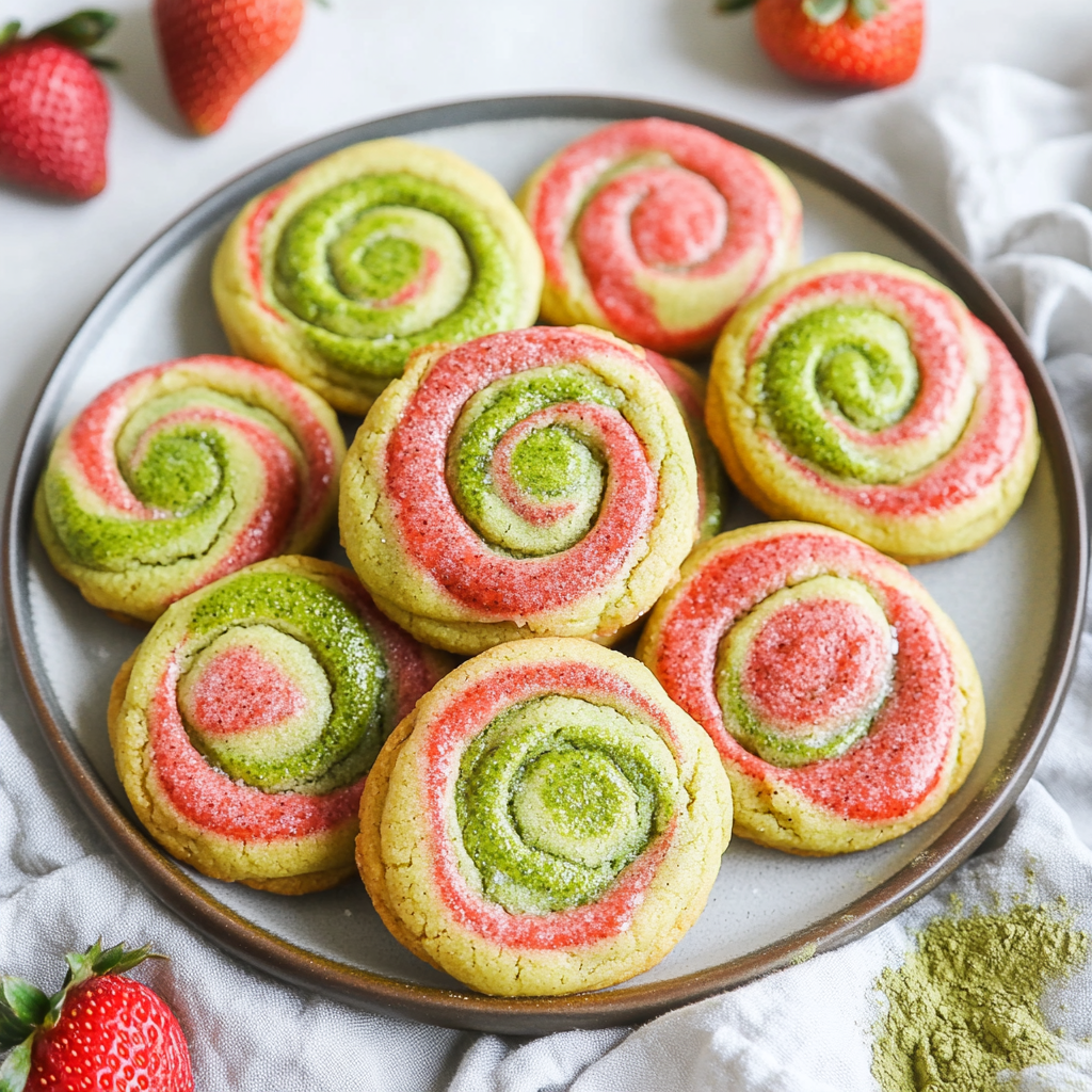 Strawberry Matcha Marble Cookies