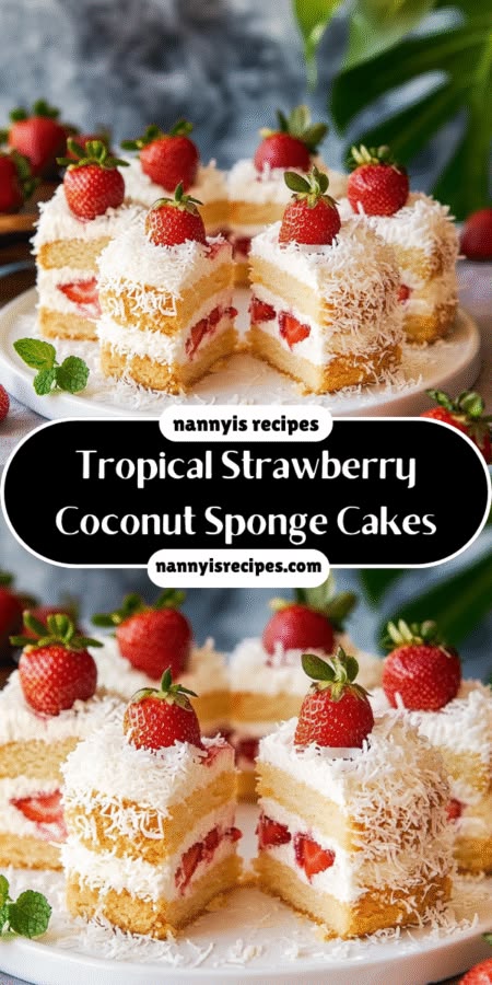 Tropical Strawberry Coconut Sponge Cakes are divine delights! 6 89193c845b345997962556299d991c31