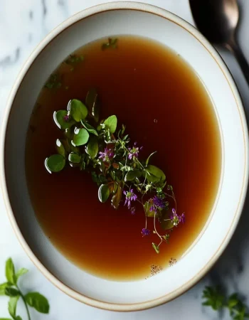 Charred Bone Broth Consommé First Image First Image