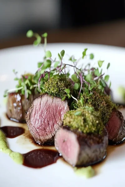 Moss-Crusted Venison Loin: Bold Flavors for Home Chefs 32 Moss-Crusted Venison Loin First Image First Image
